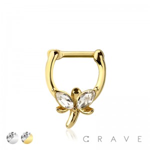 DRAGONFLY DESIGN SEPTUM HINGED CLICKER